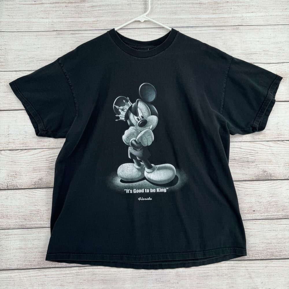 Sherry's Best T-Shirt Mens XXL Black Mickey Mouse Florida It's Good to‎ be King